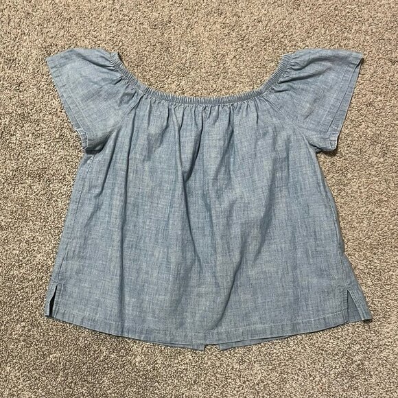 Levi’s Women's Blue Denim Off The Shoulder Button Down Blouse Top Size M - Picture 4 of 8